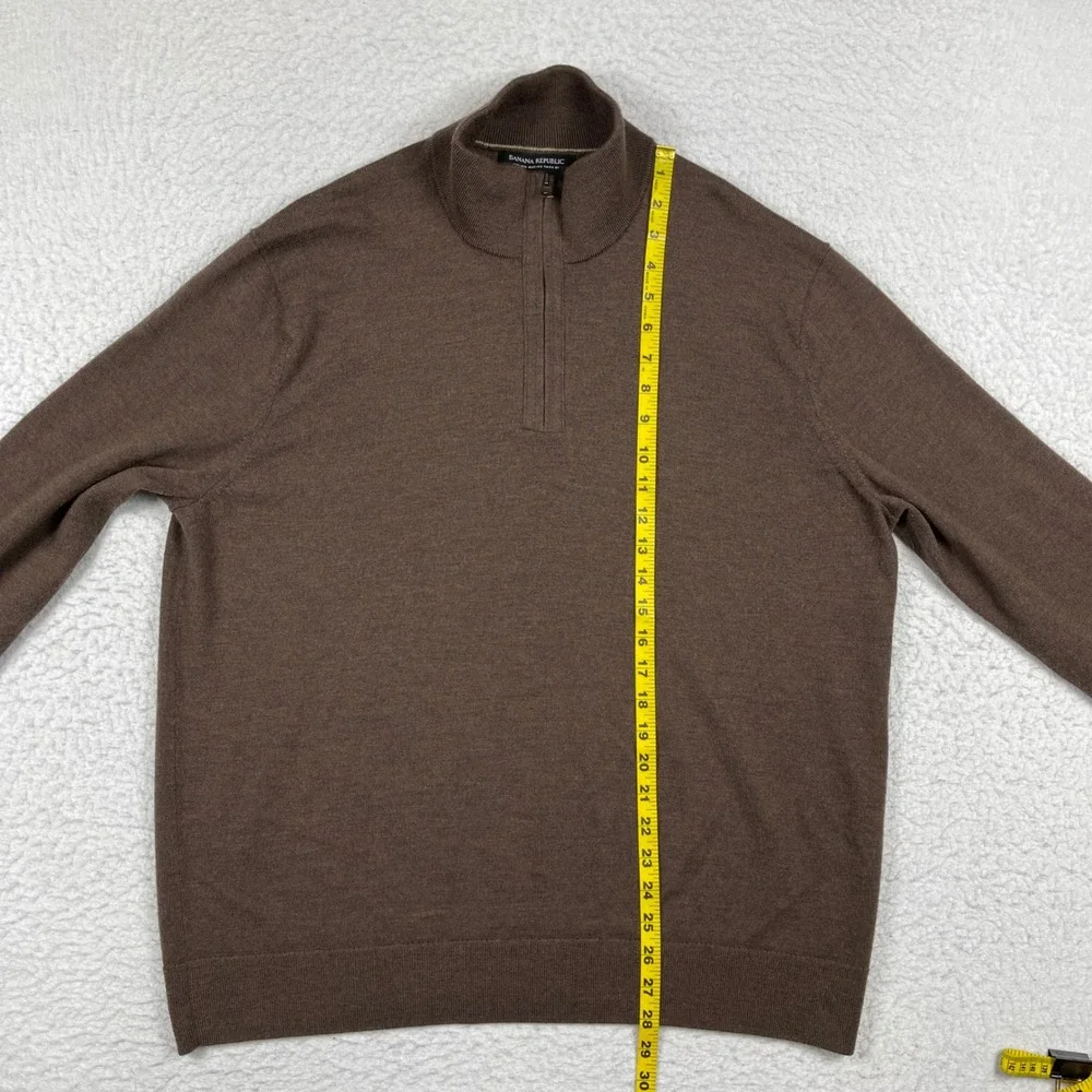 Banana Republic‎ Quarter Zip Mens XXL Brown Italian Merino Wool Baruffa Sweater